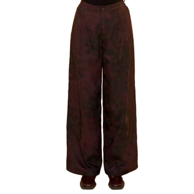 吴  新中式风 2682118油丝提花印花桑蚕丝棉裤