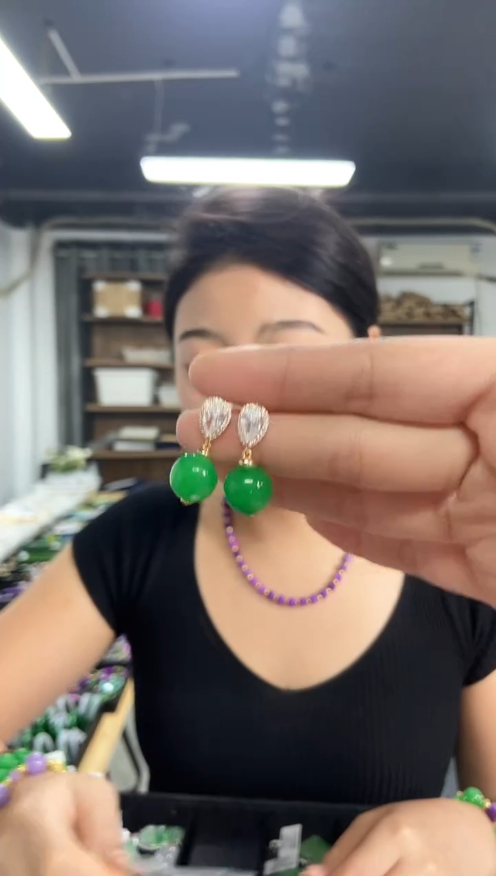 翡翠未镶嵌耳饰闪购链接多样性发其一颜色微差