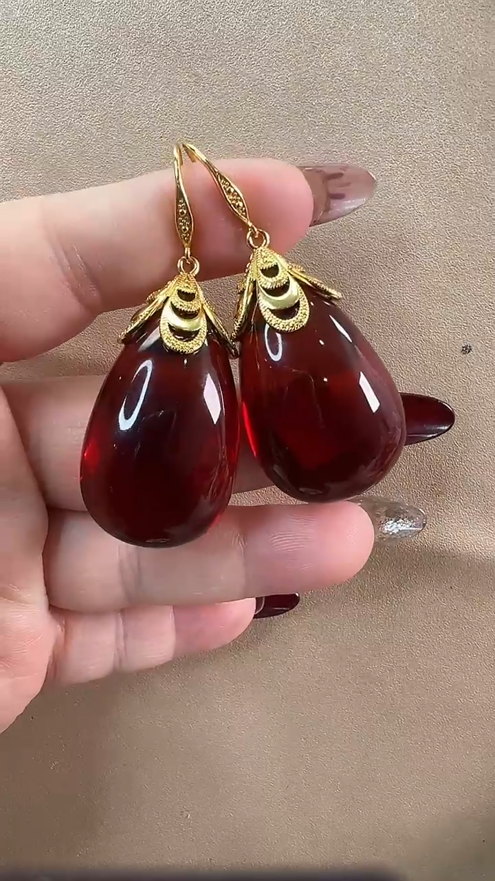 【闪购商品】琥珀耳饰未镶嵌耳环