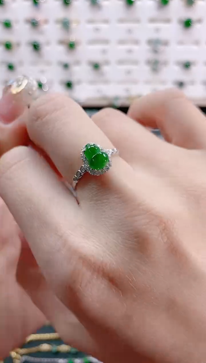 【闪购商品】翡翠戒指银S925镶嵌天然翡翠