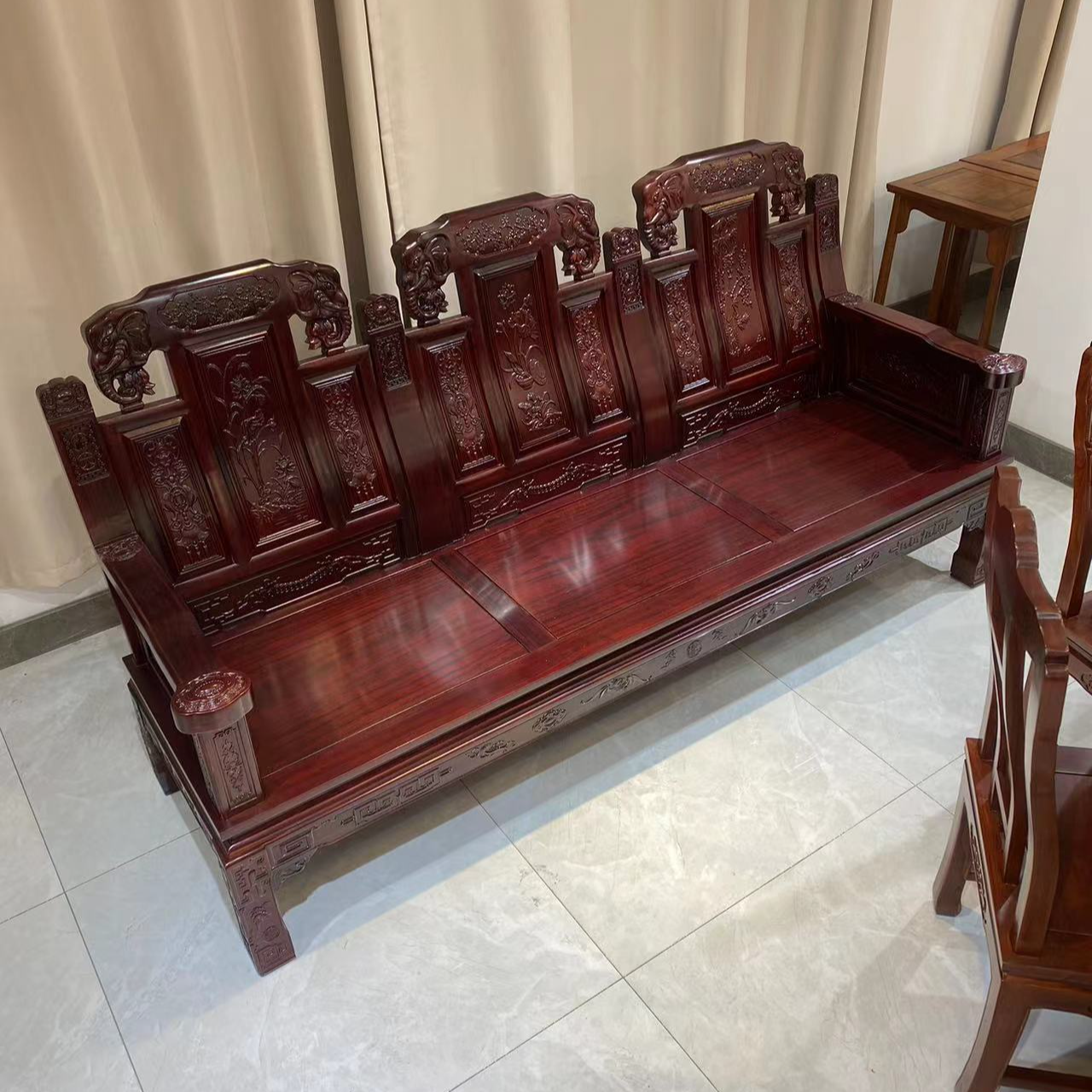 长沙发非洲红酸枝三人位红木家具