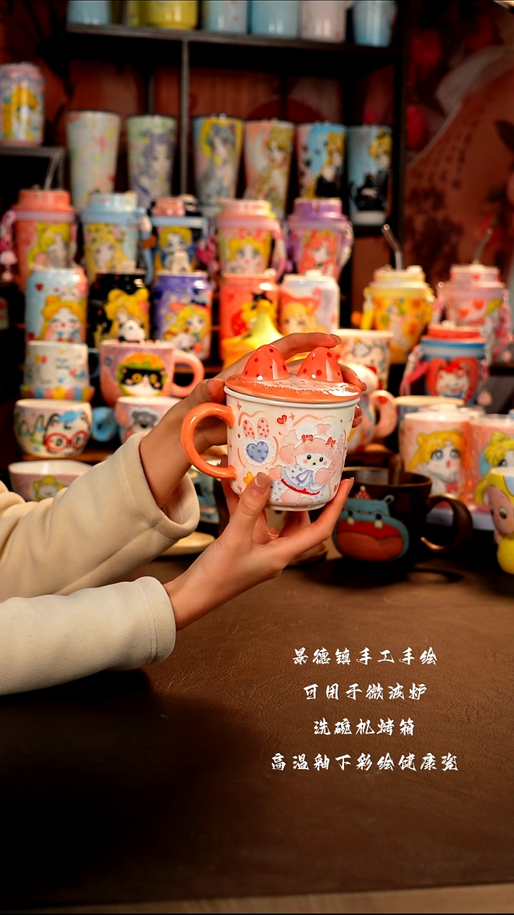 景德镇手工手绘陶瓷杯杯