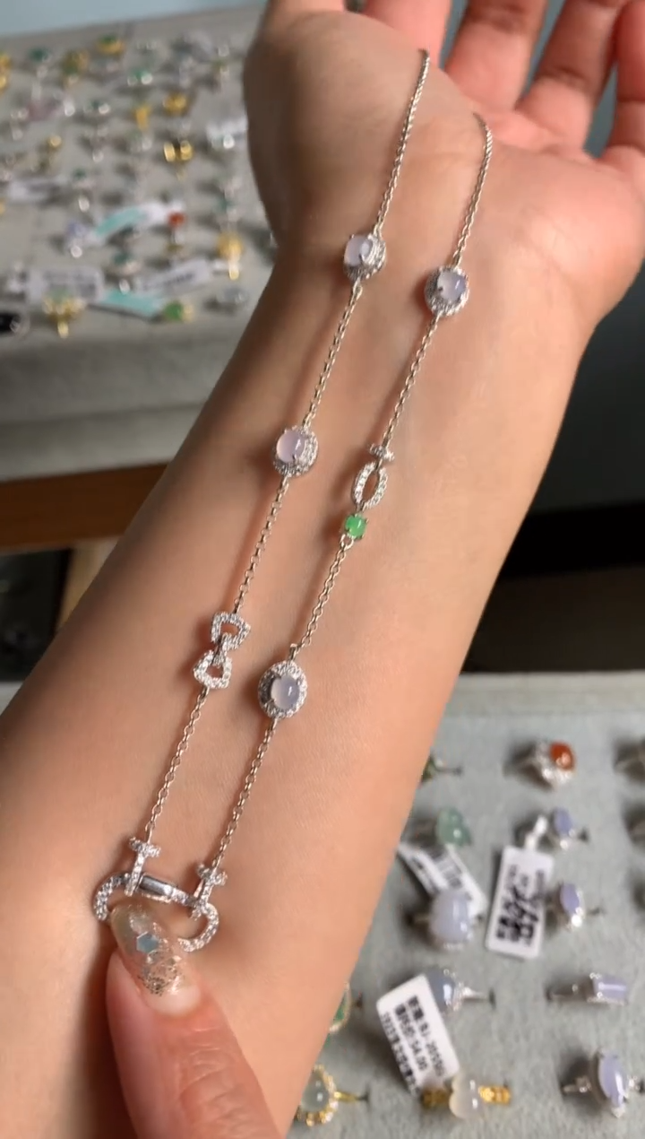 银S925镶嵌戒指翡翠56项链