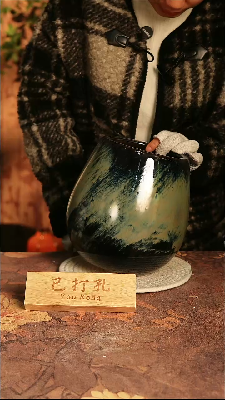 陶瓷6-141高23口13误差2已打孔孤品