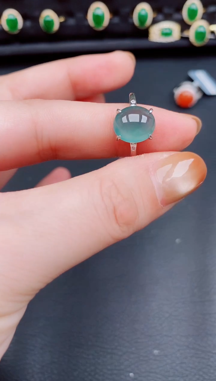 【闪购商品】翡翠戒指银S925镶嵌天然a货翡翠143