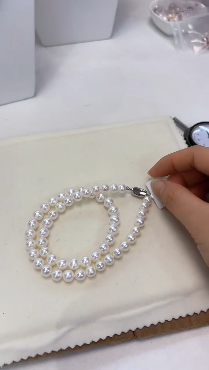 【闪购商品】淡水珍珠颈饰银S925镶嵌7.5-8.5MM