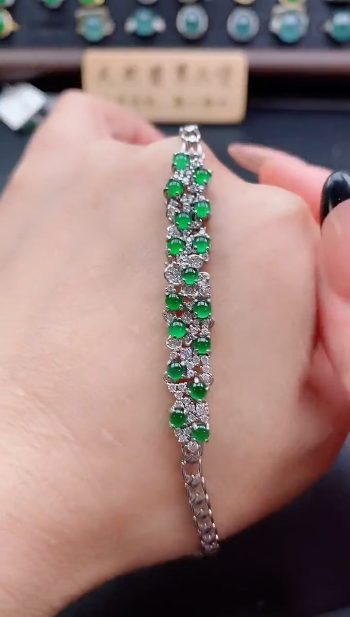 银S925镶嵌戒指翡翠1