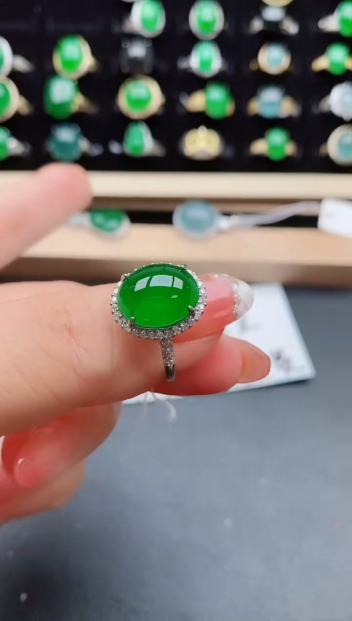 【闪购商品】翡翠戒指银S925镶嵌58080