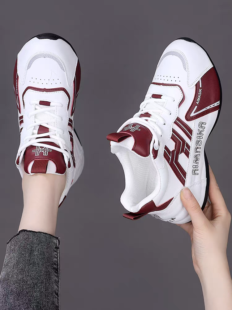 （壹姐宠粉）增高低帮中帮减震支撑耐磨休闲鞋女款高帮时尚白色