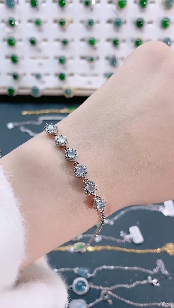 【闪购商品】翡翠手链银S925镶嵌天然翡翠