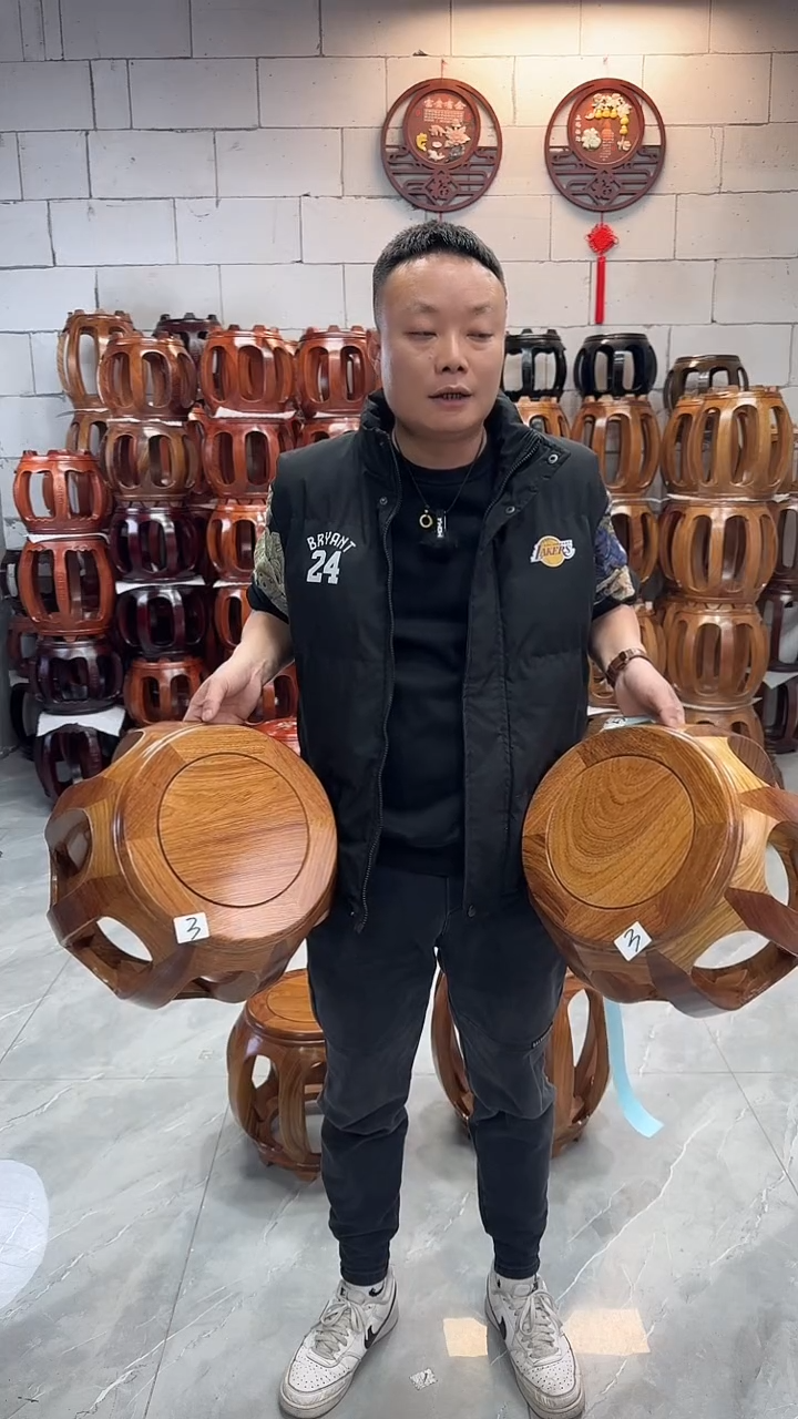 【闪购商品】花梨木类凳子原木色小号一对3号