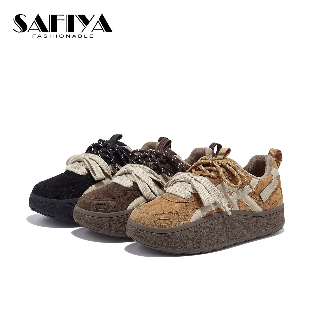 索菲娅Safiya2025冬季新款复古德训鞋松糕休闲百搭板鞋SFD4118C33