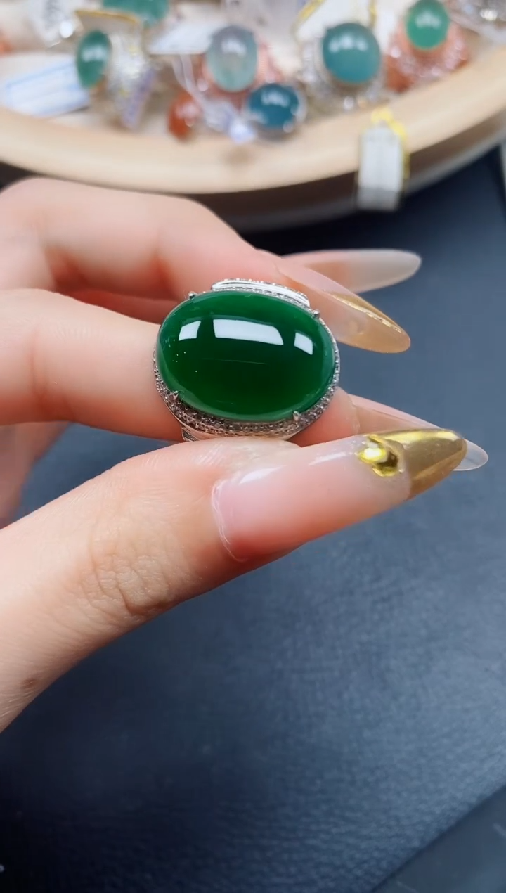 【闪购商品】翡翠戒指银S925镶嵌翡翠
