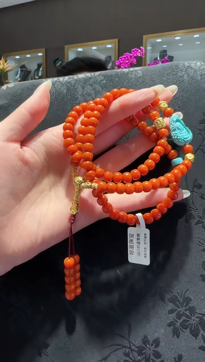 【闪购商品】南红玛瑙项链未镶嵌南红老型108颗项链设计款
