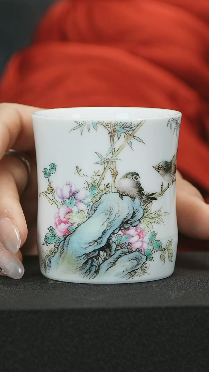 【闪购商品】张全志粉彩花鸟杯
