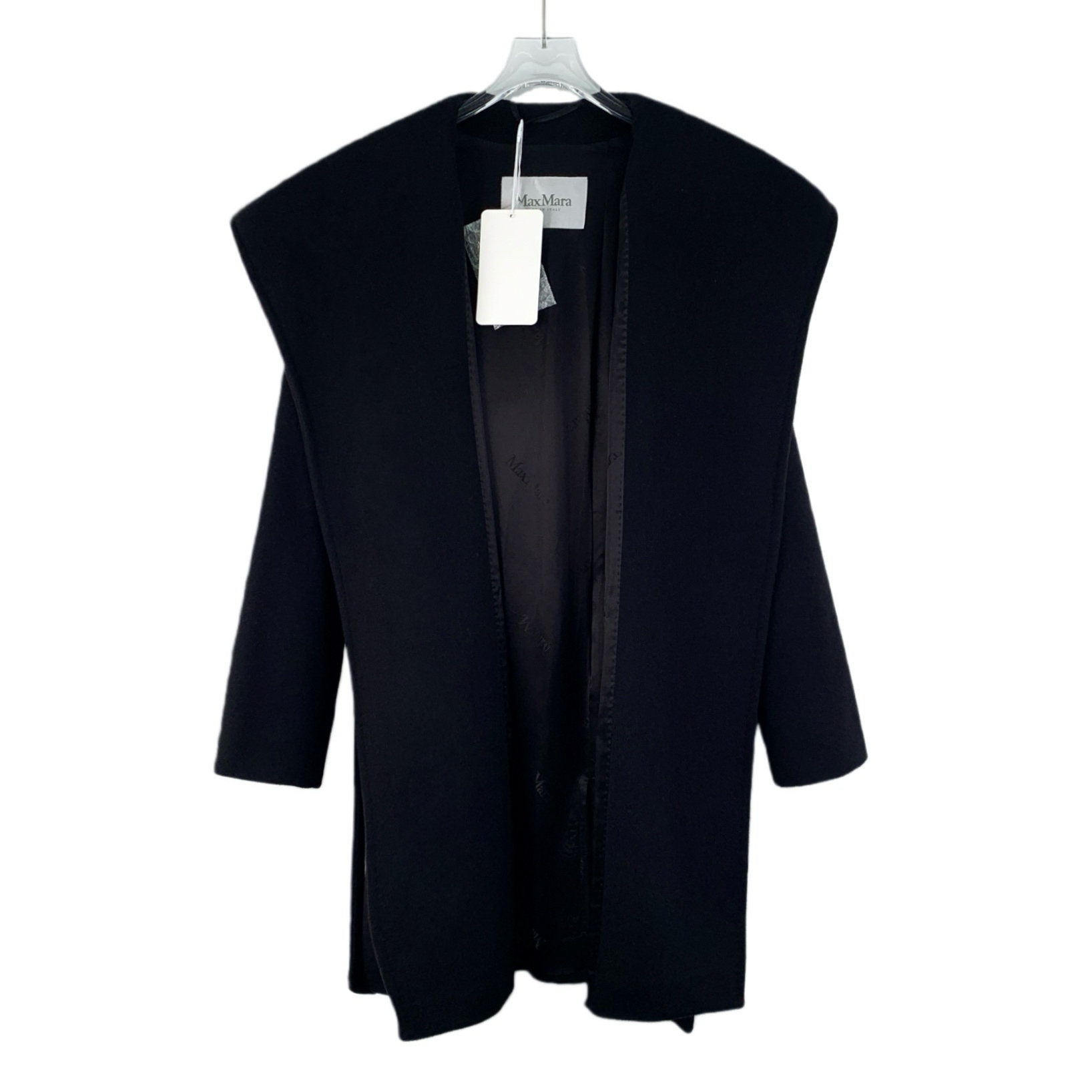 99新 MaxMara 黑色长袖腰带款浴袍大衣外套 40 M码/LW0922/潮奢虎