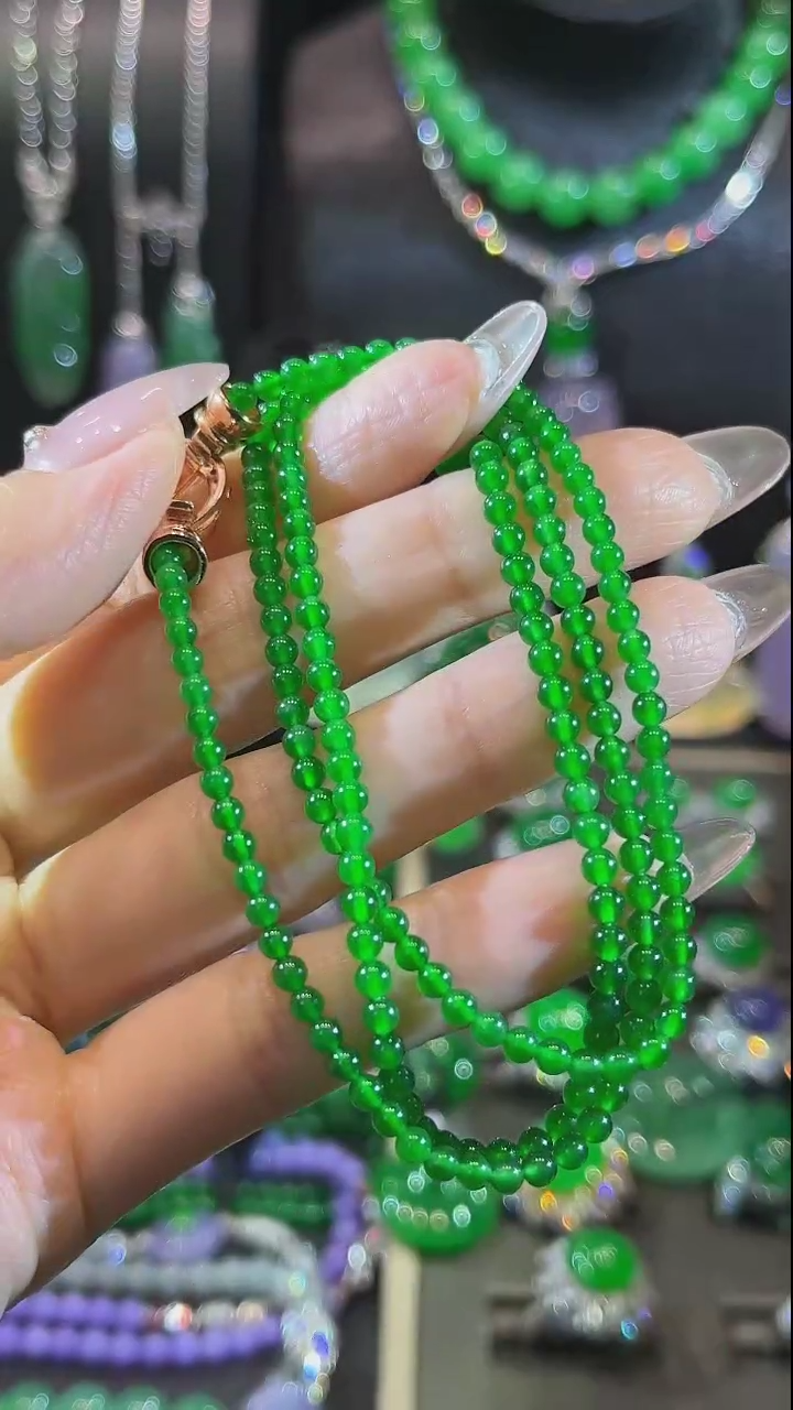 【闪购商品】翡翠手串18K金镶嵌手串