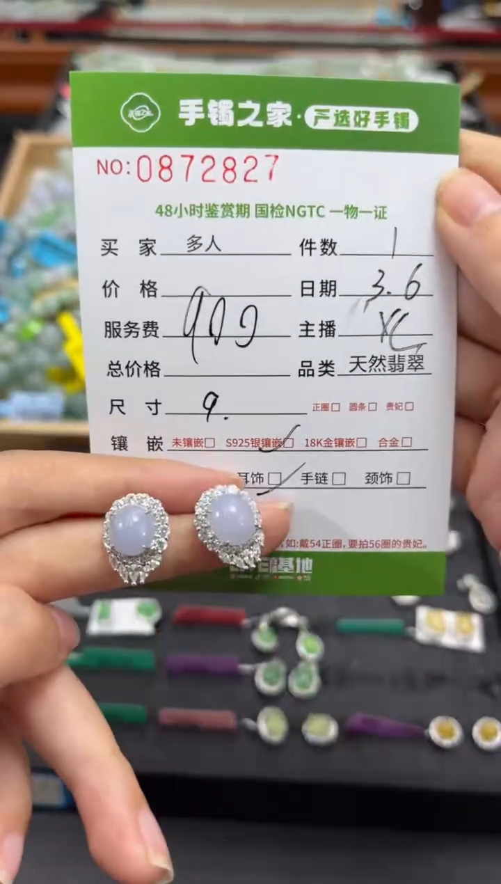 【闪购商品】翡翠耳饰银S925镶嵌多人