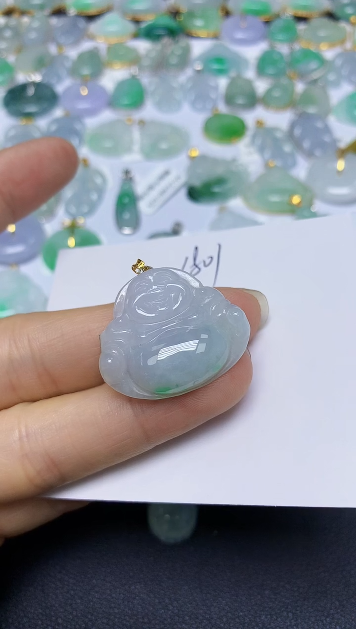 翡翠18K金镶嵌颈饰 天然翡翠A货