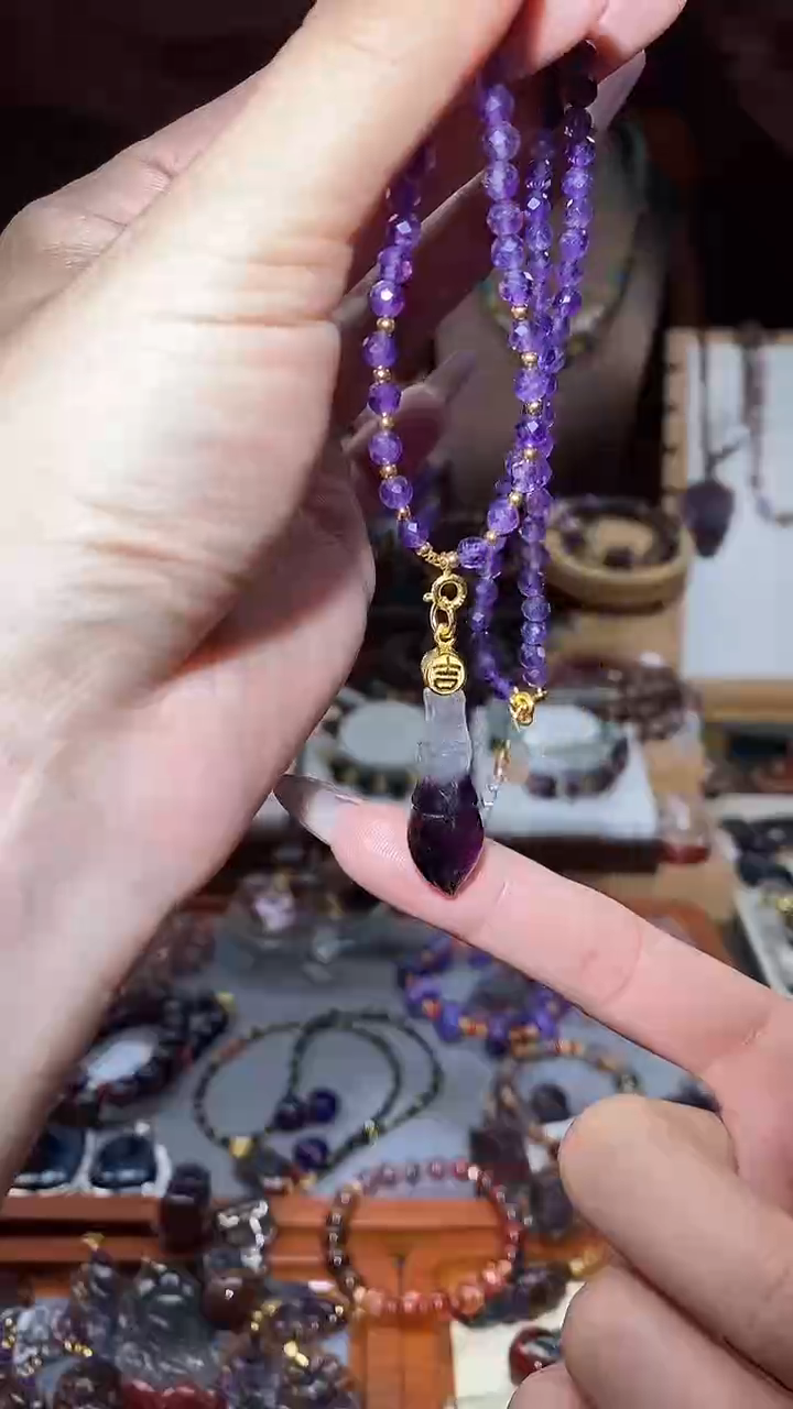 未镶嵌颈饰水晶紫极光文昌笔不含链子