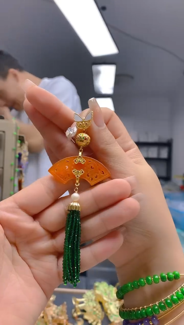 【闪购商品】翡翠耳饰合金302翡翠压襟