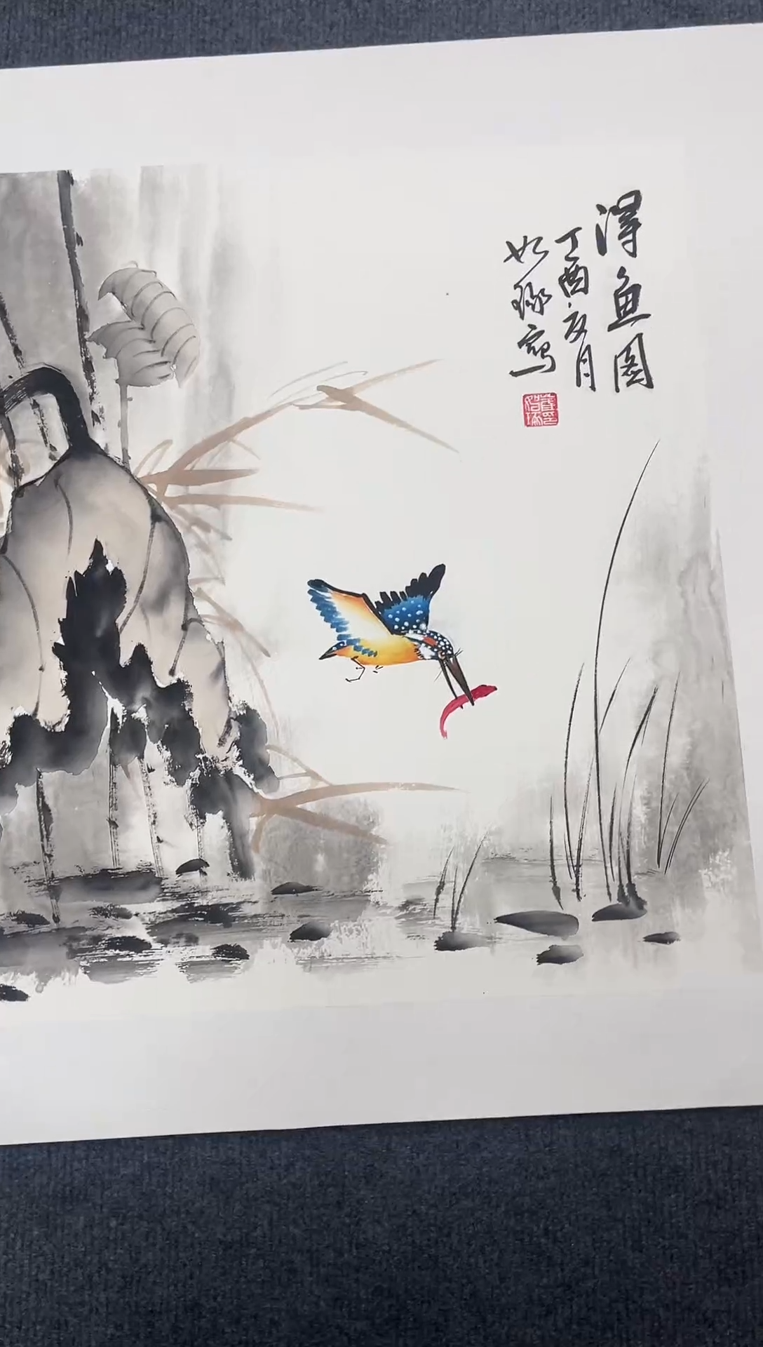 竖款精品斗方花鸟