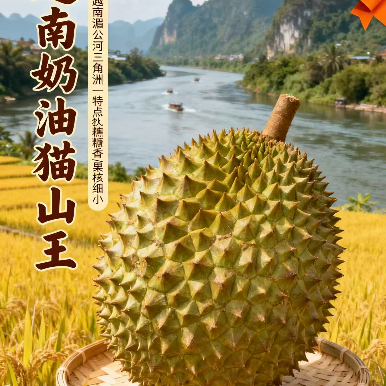 越南长柄猫核鲜榴莲3-7斤核小猫山王越南