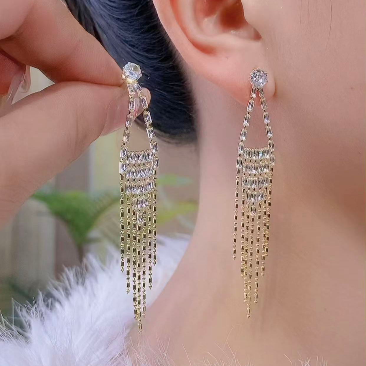 铜合金锆石耳饰 （121）气质淑女耳饰精致时尚百搭设计耳环