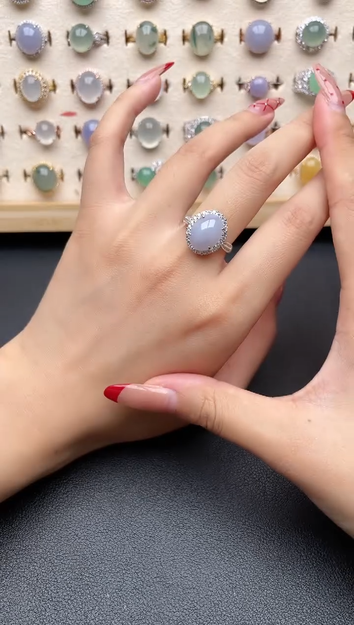 【闪购商品】翡翠戒指银S925镶嵌一物一证一礼盒