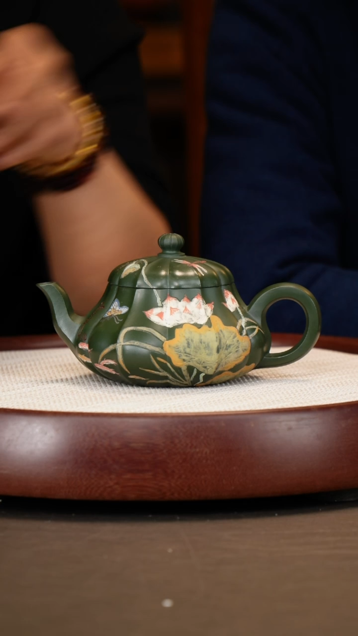 【闪购商品】紫砂茶壶【鲍宜明】绿泥 君德 330cc