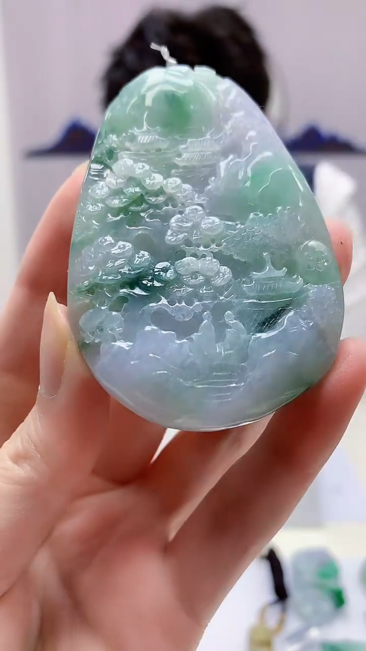 【闪购商品】定制翡翠未镶嵌4688zm-毛货挂件305山水