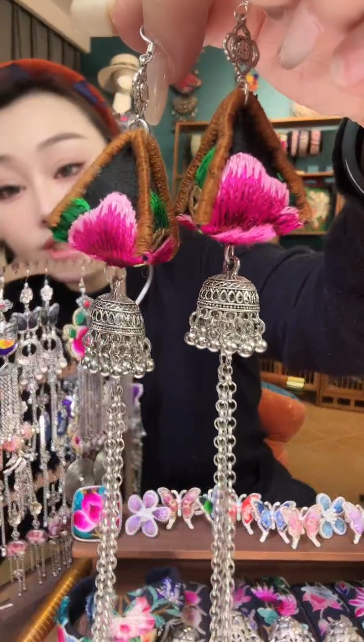 刺绣纯手工民族风刺绣耳环