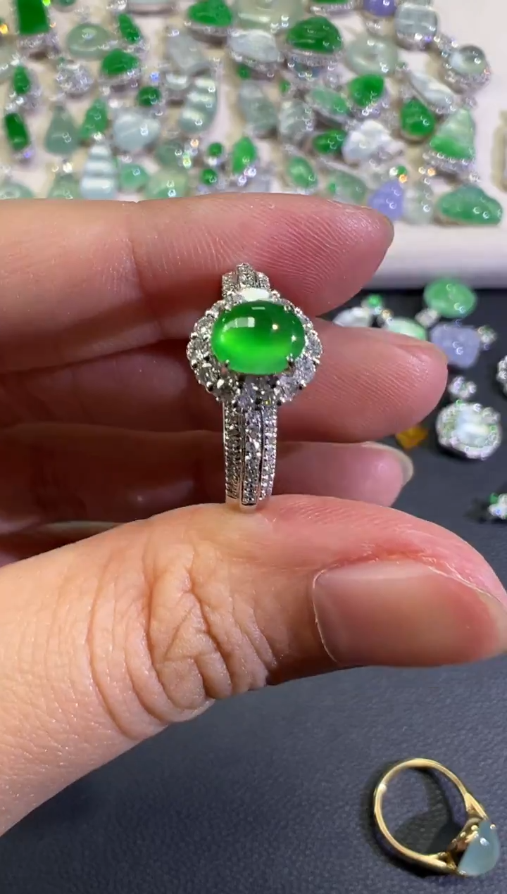 18K金镶嵌戒指翡翠B357|19800