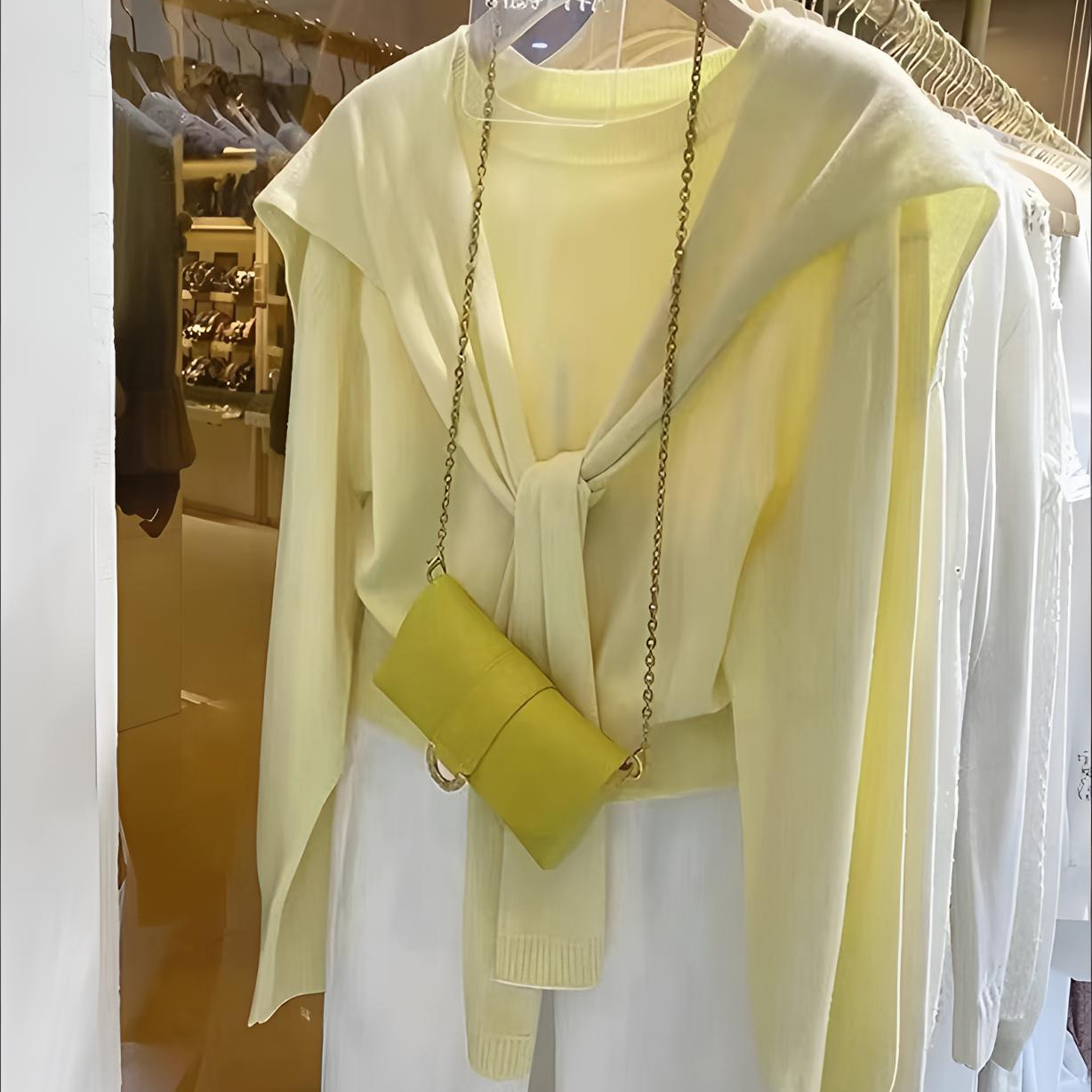 时尚学院风春夏套头款毛针织衫针织外搭休闲风设计感