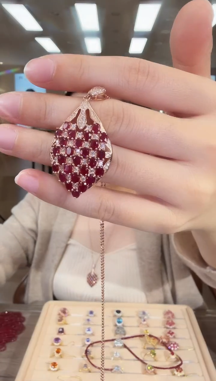 银S925镶嵌项链红宝石09