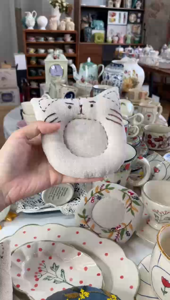陶瓷【392】纯手工刺绣杯垫