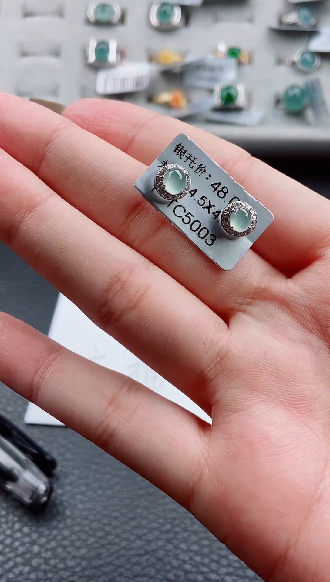 【闪购商品】翡翠耳饰银S925镶嵌耳饰68