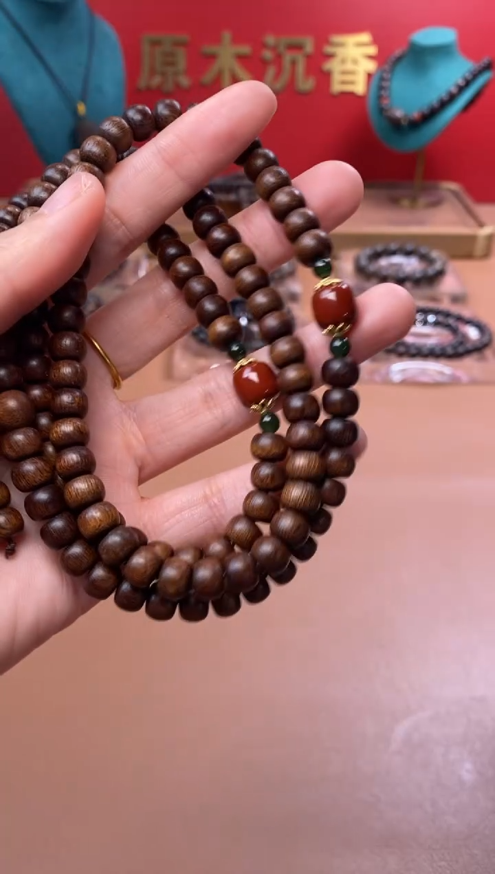 【闪购商品】沉香手串Y沉水玉化富森红土6*8*108颗