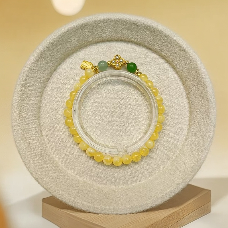 天然蜜蜡卡5手链原创设计