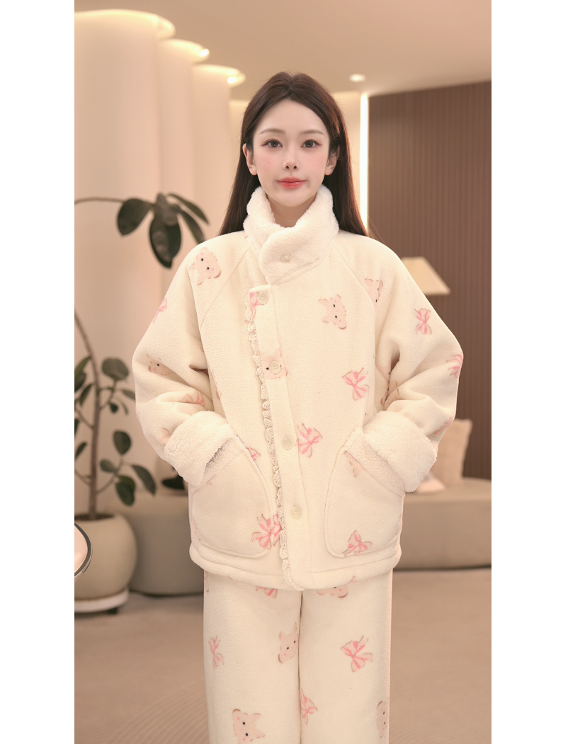 DM【软萌兔叽】高定设计款冬款加厚家居服套装女士