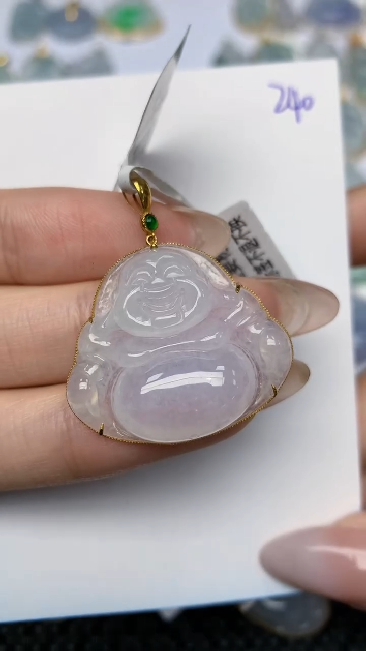 【闪购商品】翡翠颈饰18K金镶嵌天然翡翠A货，