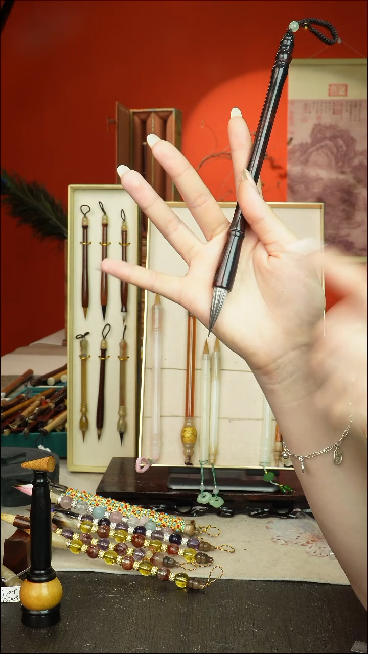 85号闪孤品高货毛笔链接 清水试笔 蘸墨不退