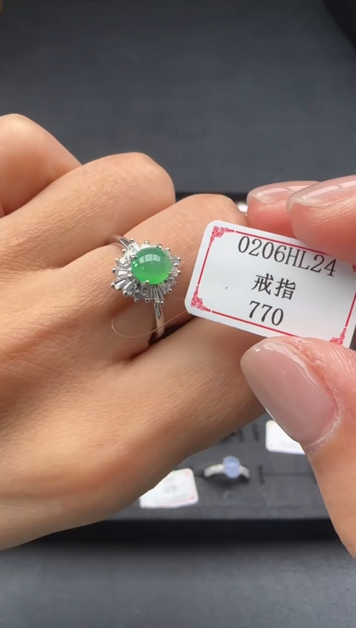 【闪购商品】翡翠戒指银S925镶嵌0206HL24