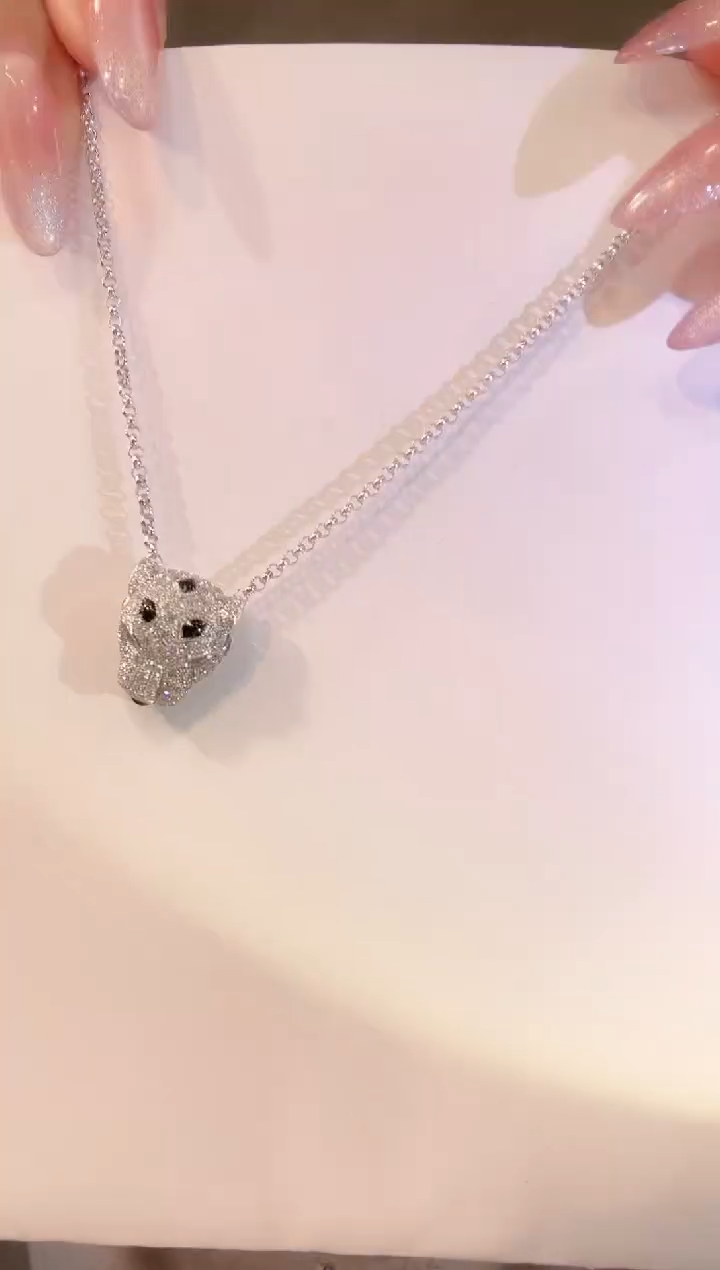【闪购商品】钻石项链18K金镶嵌豹子头