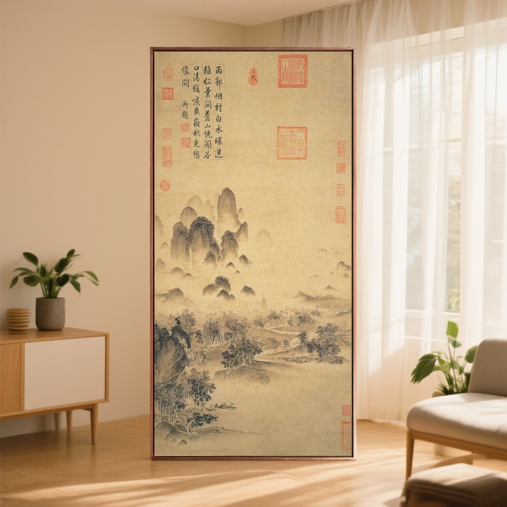溪山秋色L框 博物馆复刻 客厅 书房挂画