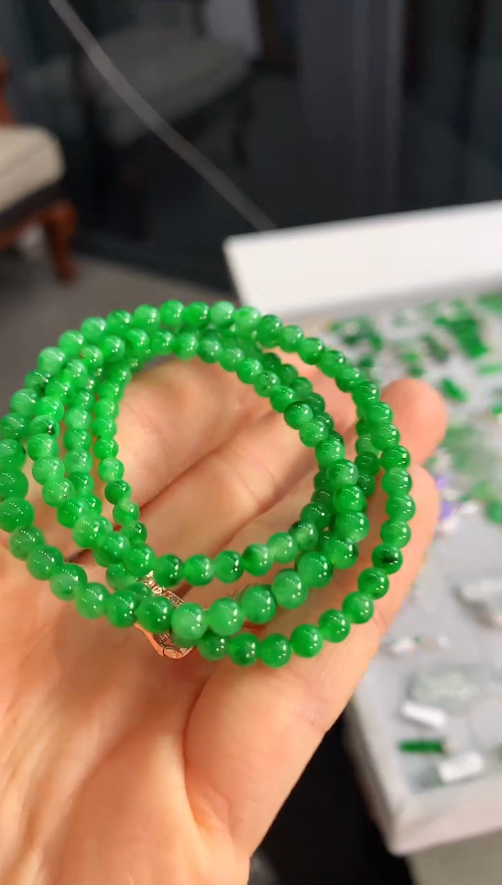 【闪购商品】翡翠颈饰18K金镶嵌珠串