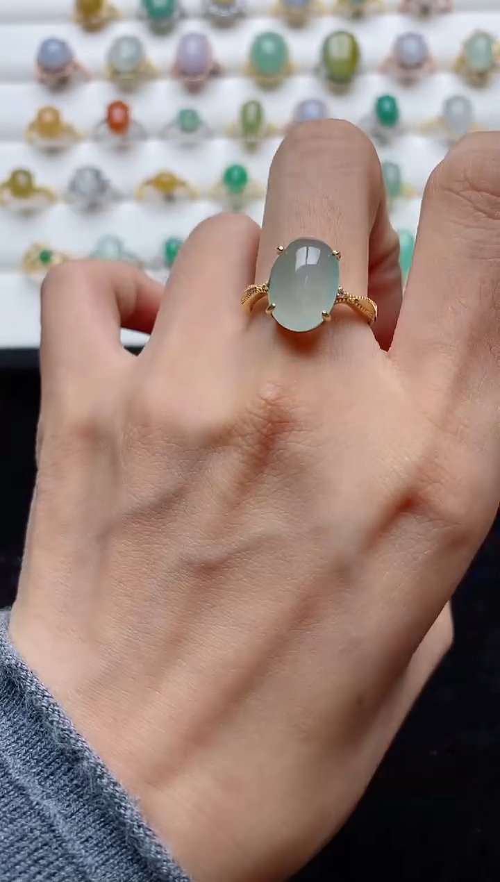 翡翠戒指银S925镶嵌.