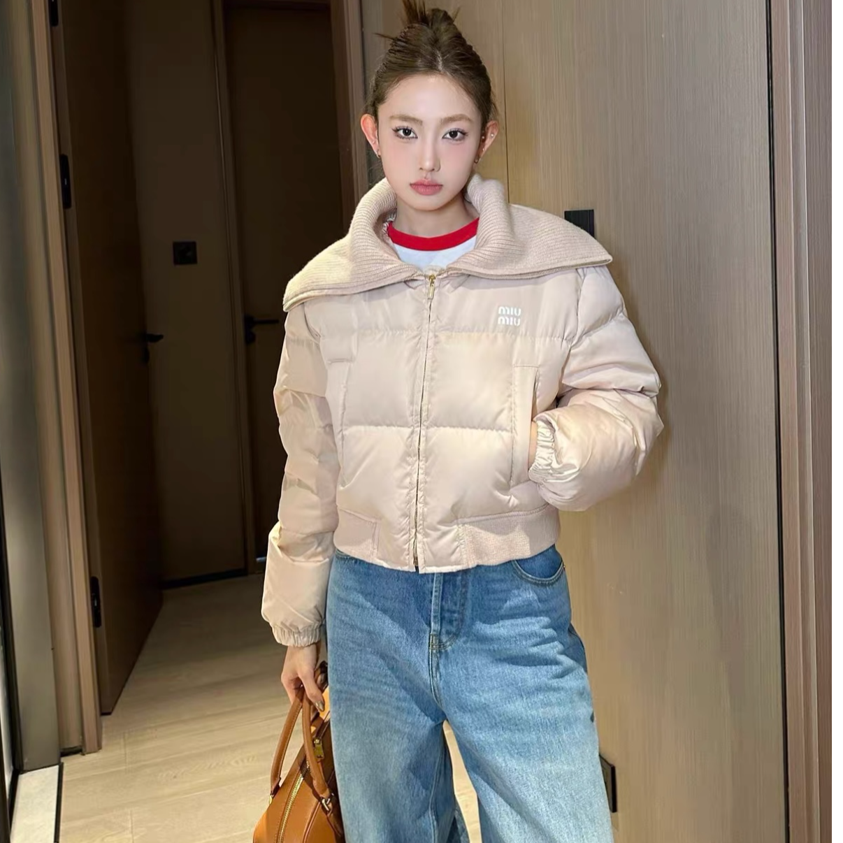 未使用 MIU MIU/缪缪 翻领拉链字母印花短款夹克 csy040