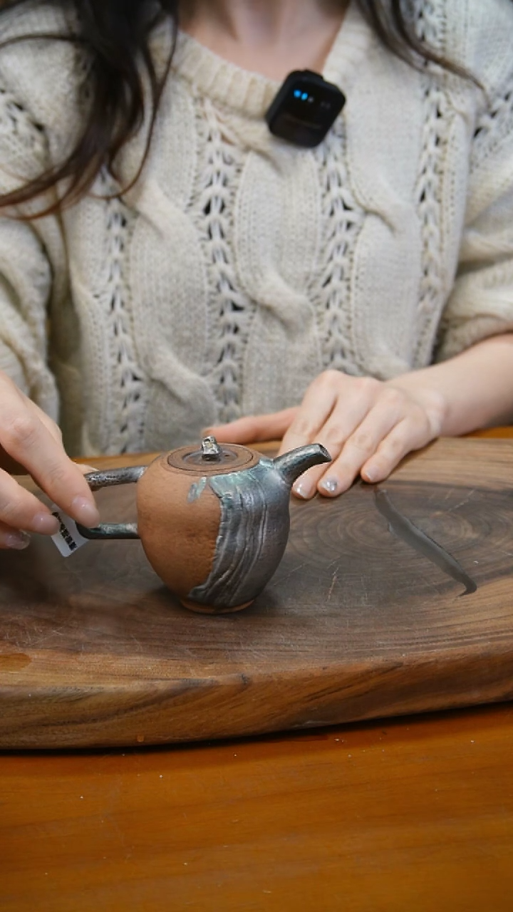 【闪购商品】C03鎏银福禄双福磨砂感老岩泥茶壶