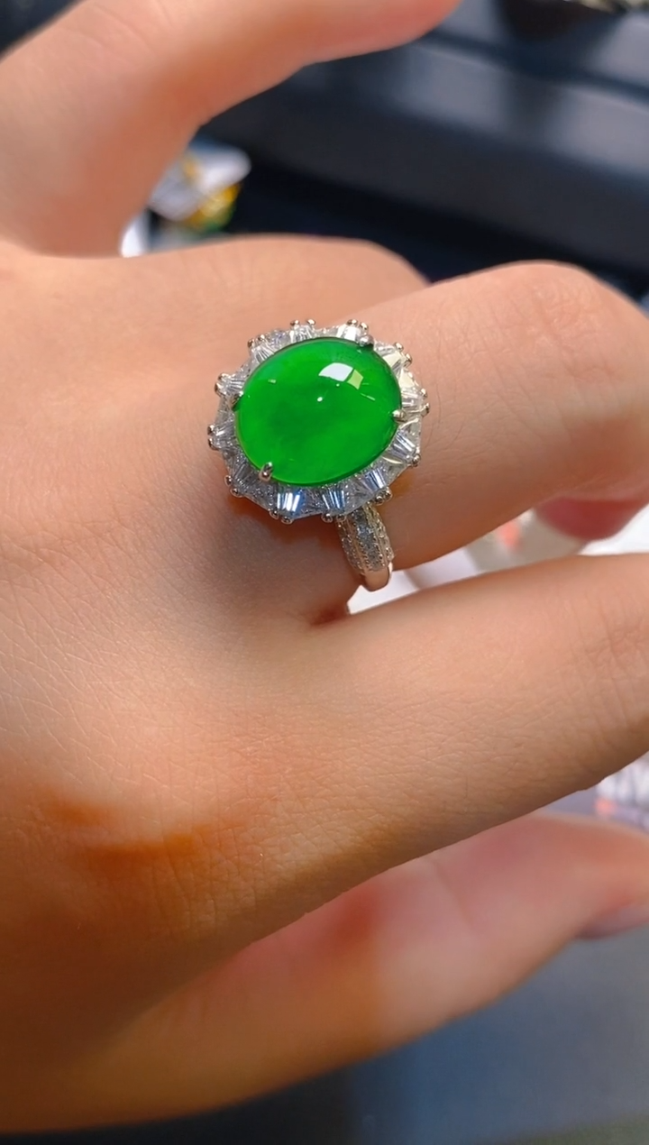 翡翠银S925镶嵌耳饰天然